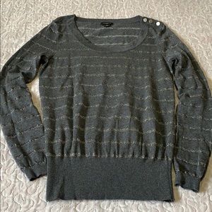 Grey and silver striped Ann Taylor sweater